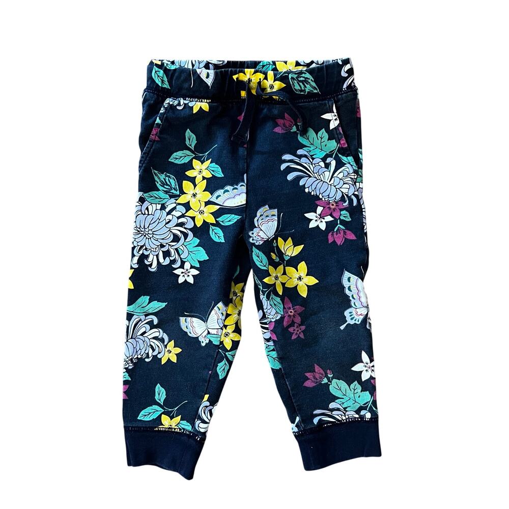 Tea Collection Navy Floral Butterfly Joggers | 18-24mo